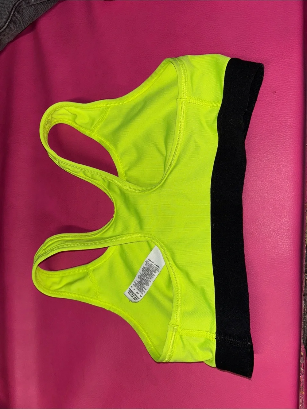 Nike Neon Yellow and Black Racerback Sports Bra